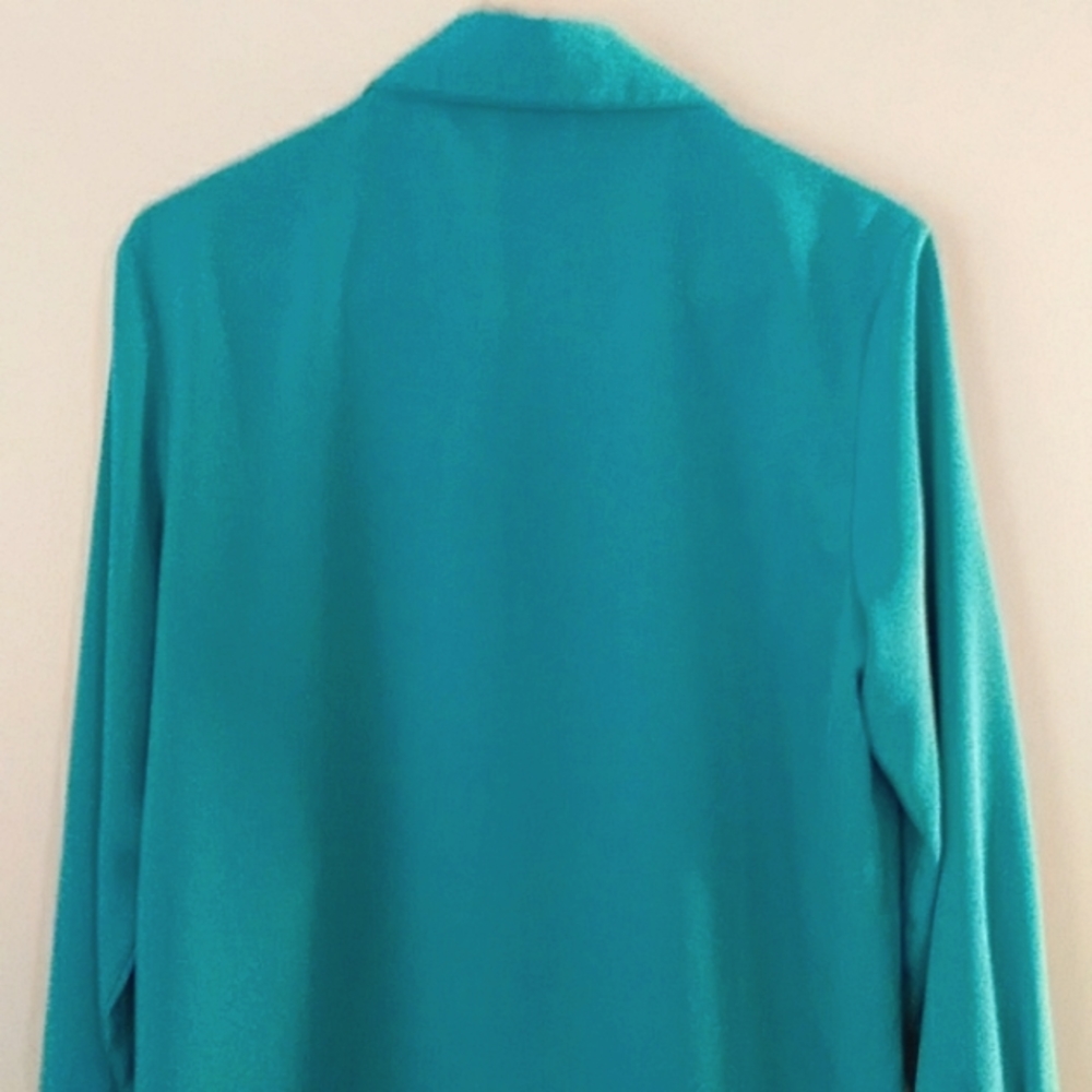 Appleseed's Petite Button Down Blouse Shirt 6 Petite Green - Picture 7 of 13